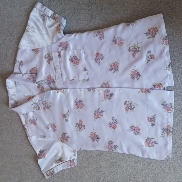 Vintage Hand Crafted Silk Button Down PJ Top - Picture 6 of 9